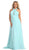 May Queen - Shirred Cutout Halter A-Line Long Evening Dress