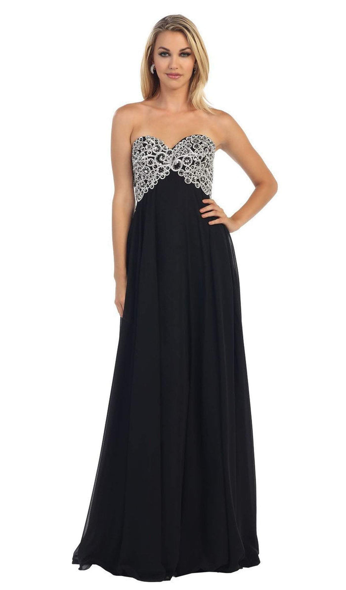 Metallic Ornate Lace Up A-Line Evening Gown