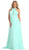 Shirred Cutout Halter A-Line Long Evening Dress