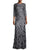Theia - 882961 Quarter Sleeve Petal Gown in Gray