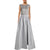 Aidan Mattox - 54463820 Embellished Bateau Sleeveless A-Line Dress in Silver