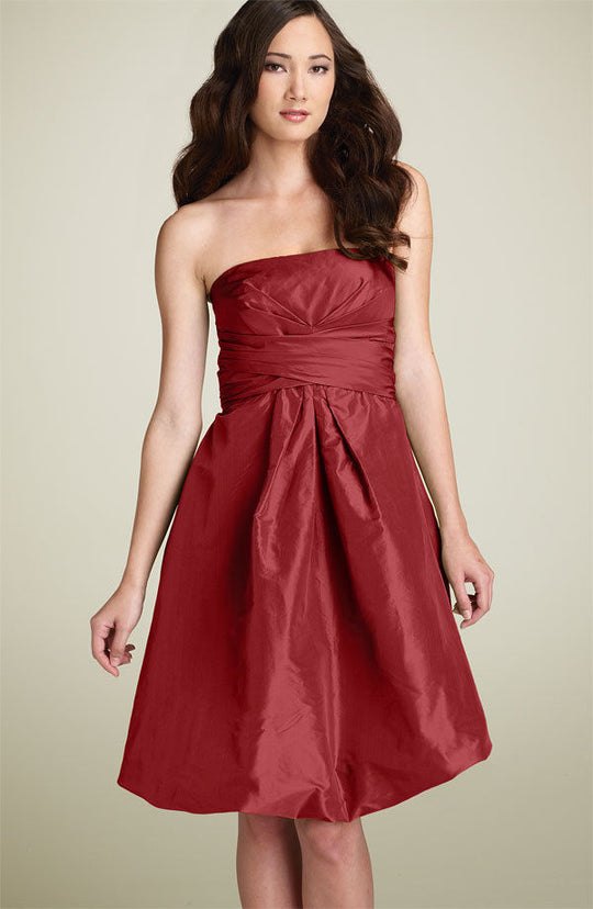 Donna Ricco - 8056879M Strapless Silk Bubble Dress in Red