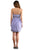 Sue Wong - Beaded Feather Skirt Cocktail Dress N0541 in Purple