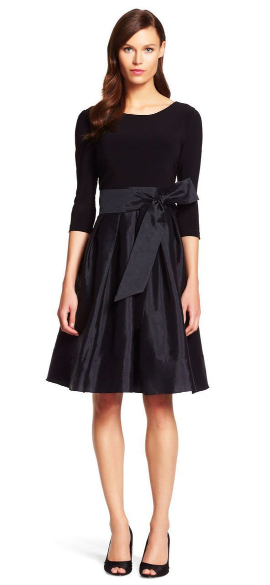 Adrianna Papell - AP1D100283 Quarter Sleeve Bow Accent Cocktail Dress I Black
