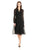 Anne Klein  - 10634718 V Neck Long Sleeves Chiffon Dress in Black