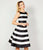 Adrianna Papell - 41913060 Sleeveless Striped Mikado A-Line Dress in Black and White