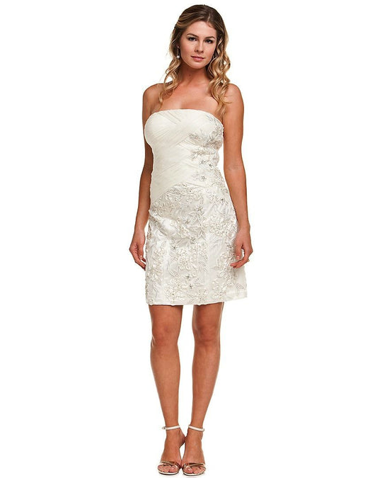 Sue Wong - Straight Across Neck Sheath Dress N2500 in White