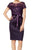 Adrianna Papell - 81929770 Floral Lace Short Sleeves Cocktail Dress in Purple