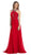 Shirred Cutout Halter A-Line Long Evening Dress