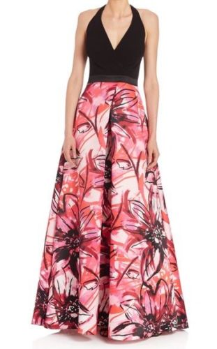 Aidan Mattox - 54469560 Halter Open Back Pleated A-Line Long Dress in Pink and Multi-Color
