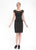 Sue Wong  - N5334 Cap Sleeve Adorned Illusion Peplum Dress in Black