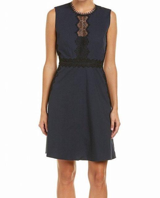 T Tahari - F50CB607 Embellished Jewel Neck A-line Dress In Blue