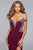 Faviana - Off-Shoulder Jersey Sheath Long Gown s10001  In Red