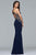 s10002 Beaded Deep V-neck Sheath Dress