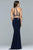 Faviana Two Piece Halter Trumpet Dress s10003 In Navy