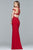 s10004 Embroidered Illusion High Sheath Dress