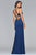 s10012 Plunging Matte Satin Sheath Gown