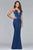 s10012 Plunging Matte Satin Sheath Gown