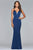 s10012 Plunging Matte Satin Sheath Gown