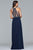 s10018 Beaded Deep V-neck A-line Dress