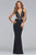 s10029 Beaded V-neck Jersey Sheath Dress