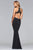 s10029 Beaded V-neck Jersey Sheath Dress