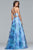 s10036 Floral Printed Deep V-neck A-line Dress