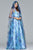 s10036 Floral Printed Deep V-neck A-line Dress