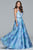 s10036 Floral Printed Deep V-neck A-line Dress