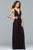 s10040 Bead Embellished Deep V-neck A-line Dress