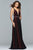 s10040 Bead Embellished Deep V-neck A-line Dress