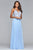 s10041 Beaded Deep V-neck Chiffon Dress