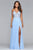 s10041 Beaded Deep V-neck Chiffon Dress