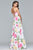 s10046 Strapless Floral Print Chiffon Gown