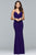 s10055 Deep V-Neck Fitted Jersey Gown