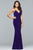 s10055 Deep V-Neck Fitted Jersey Gown