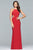 Faviana - Halter Neck Sheath Jersey Gown s10058 in Red