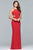 Faviana - Halter Neck Sheath Jersey Gown s10058 in Red