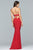 Faviana - Halter Neck Sheath Jersey Gown s10058 in Red