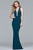 s10078 Plunging Wrap Tie Back Evening Dress