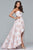 s10079 Strapless Floral Design High Low Dress