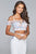 s10087 Two Piece Floral Embellished Evening Dress