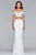 s10087 Two Piece Floral Embellished Evening Dress