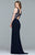 s10091 Sleeveless Illusion Jersey Evening Dress