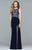 s10091 Sleeveless Illusion Jersey Evening Dress