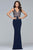 s10092 Sleeveless V-Neck Beaded Evening Dress