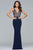 Faviana - Sleeveless V-Neck Beaded Evening Dress s10092 In Blue
