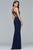 Faviana - Sleeveless V-Neck Beaded Evening Dress s10092 In Blue
