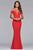 s10093 Off-Shoulder/V-neck Crepe Sheath Dress