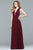 s10095 Ruched and Sheer Detail Evening Gown